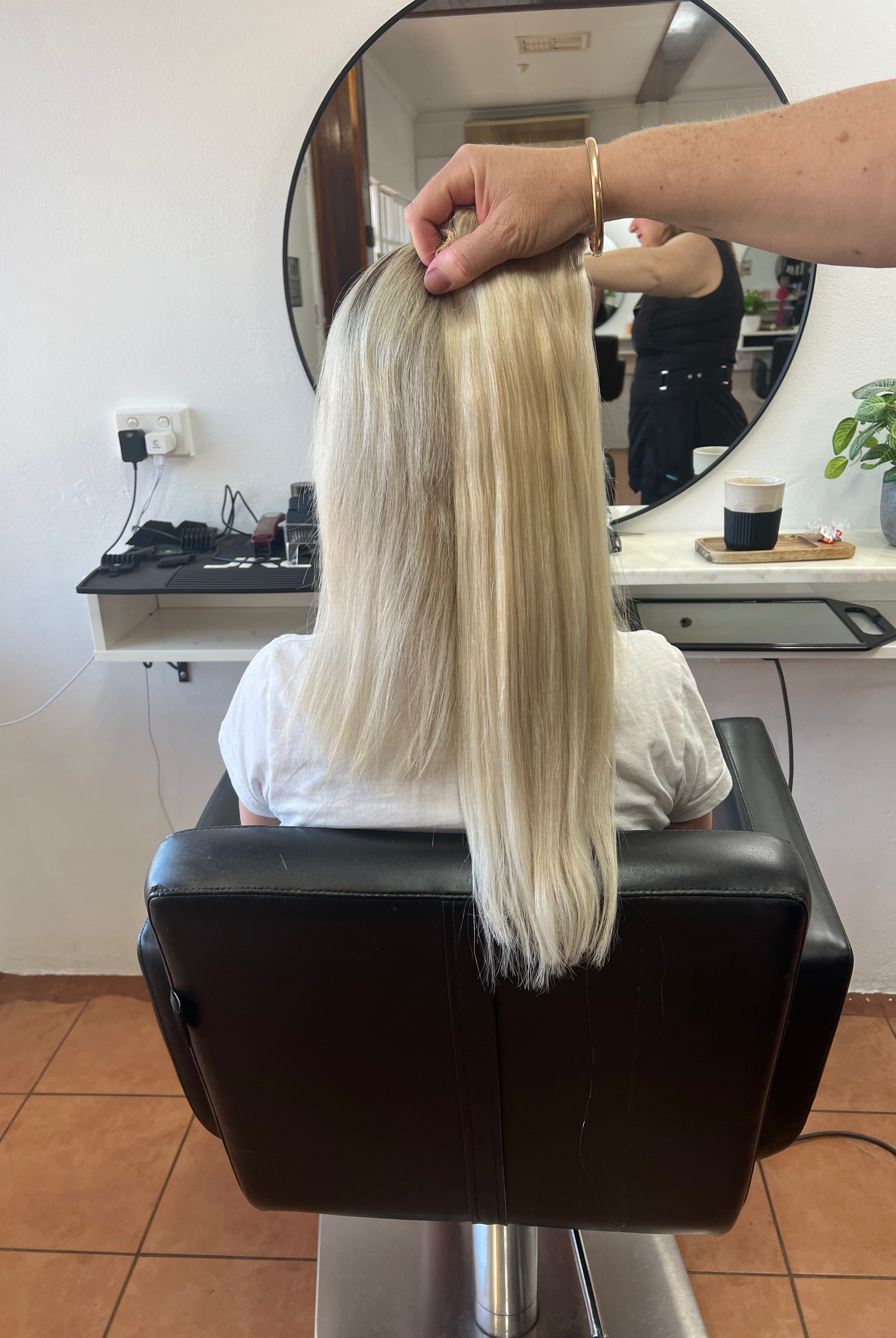 22" Clip In Hair Extensions #60A / Ice White - 160gm Clip In (10 piece set) - Platinum Lockz Hair Extensions & Supplies
