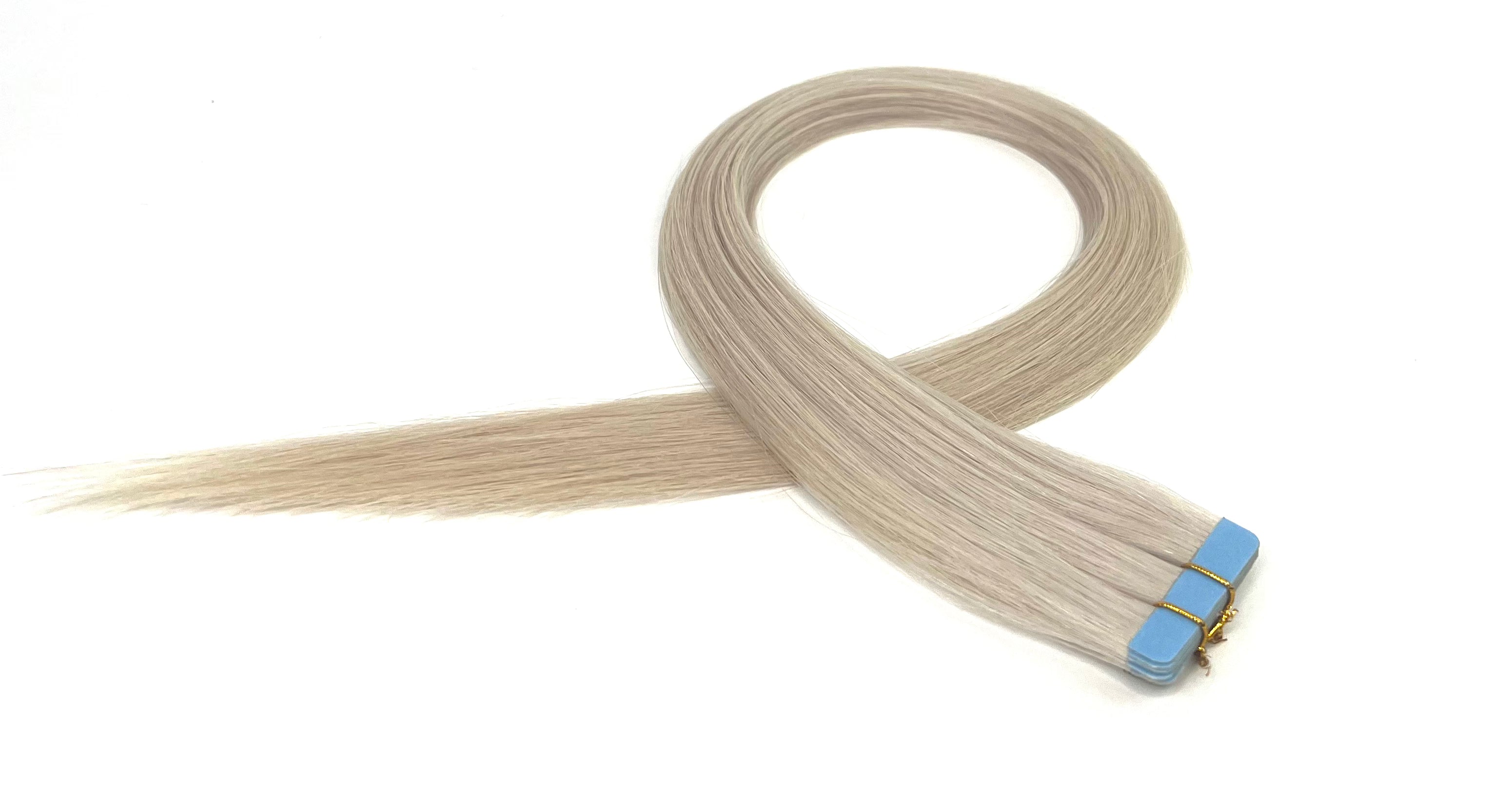 22" Tape Hair Extensions #Ice White Ash Platinum Blonde - Platinum Lockz Hair Extensions & Supplies