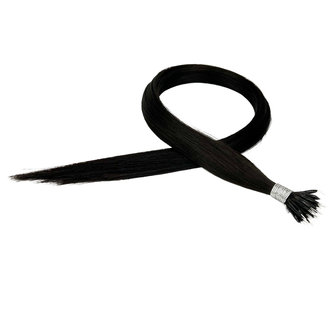 20" Nano Tip Hair Extensions #1B Darkest Brown Black - Platinum Lockz Hair Extensions & Supplies
