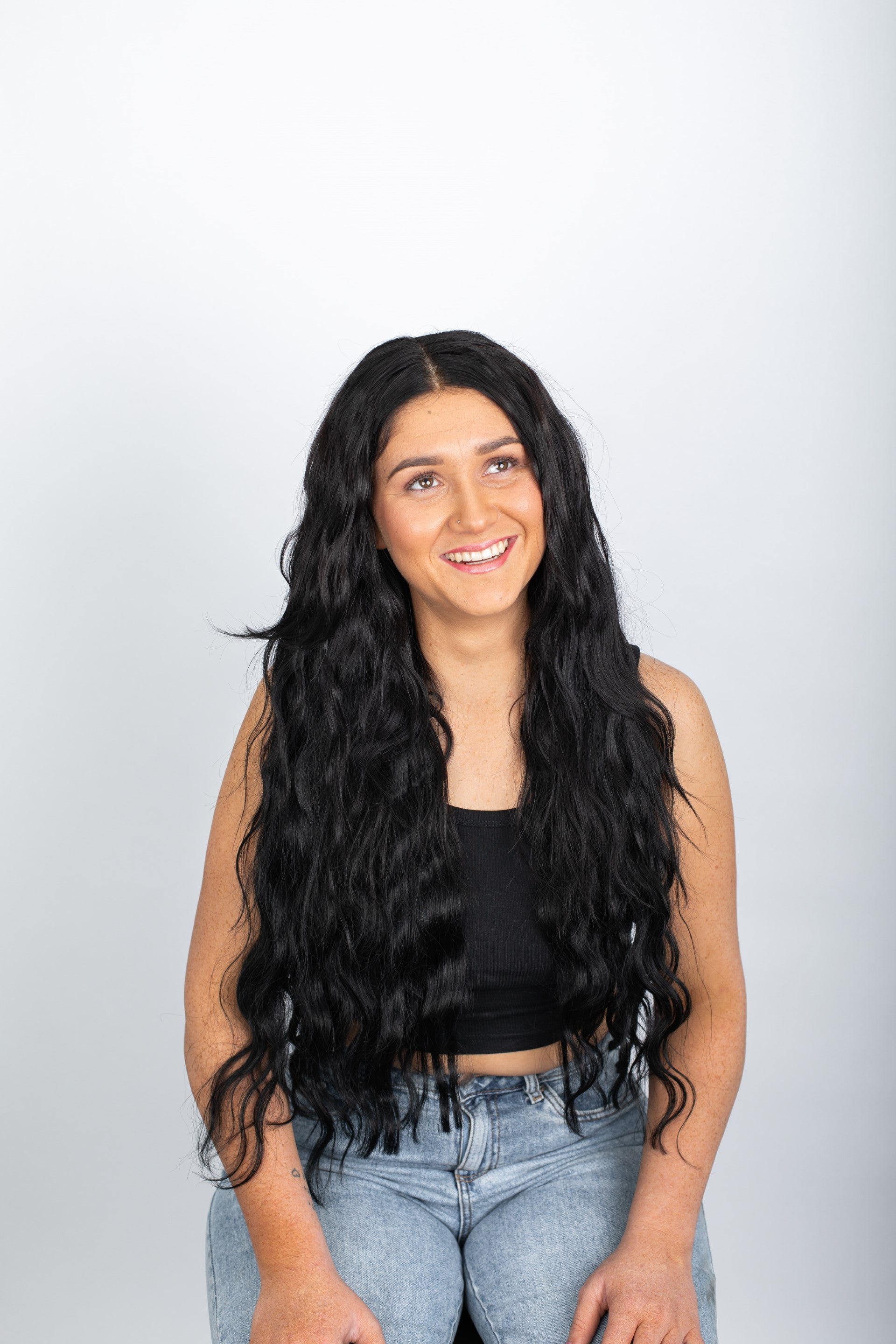 18" Clip In Hair Extensions #1 Black Night - Platinum Lockz Hair Extensions & Supplies