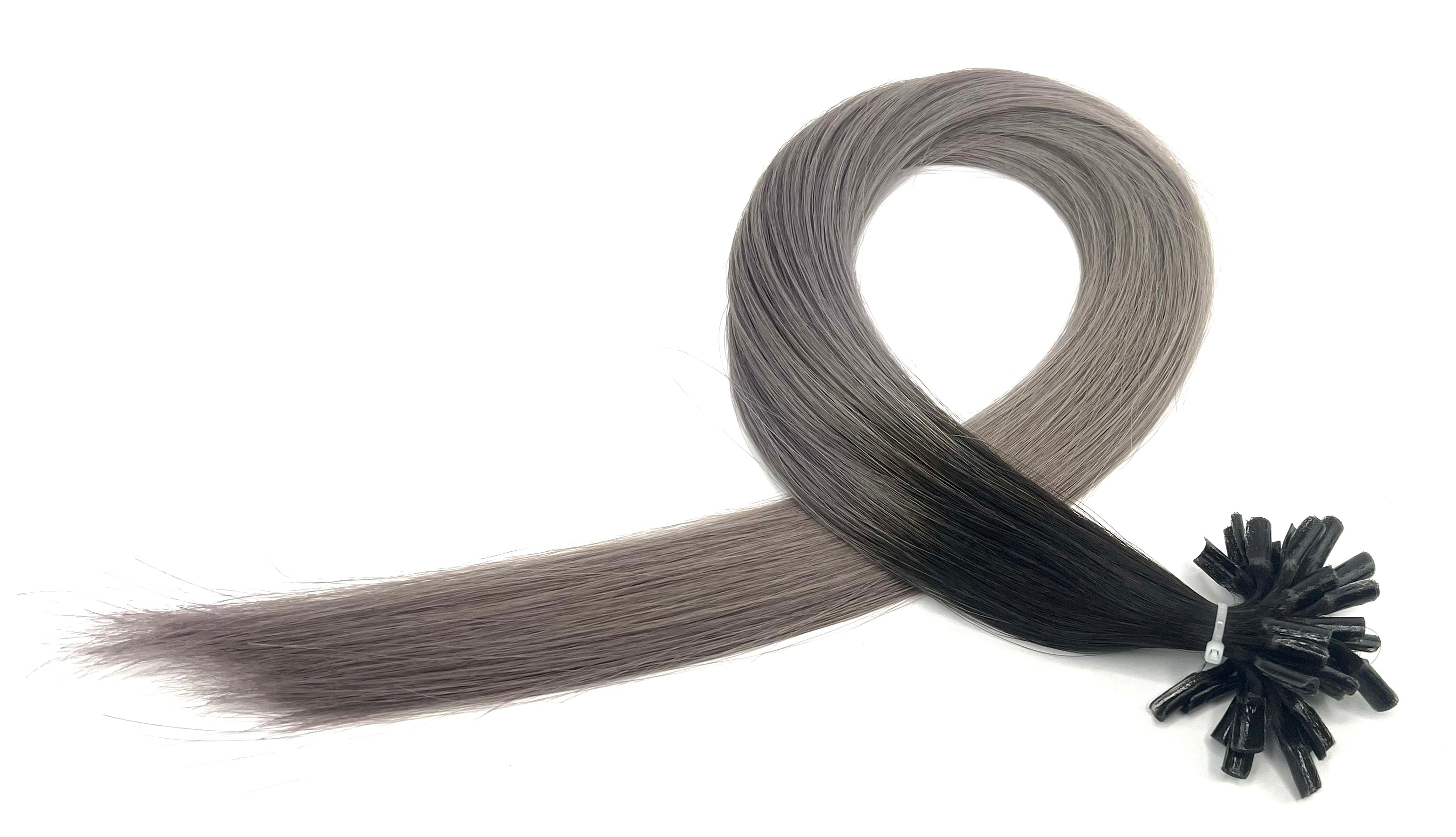 22" U-Tip Hair Extensions #T1b/Grey - Platinum Lockz Hair Extensions & Supplies