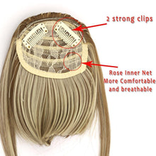 Load image into Gallery viewer, Clip in Fringe/Bang Heat Resistant Fibers #R25 Ginger Blonde Foiled - Platinum Lockz | Hair Extensions &amp; Supplies
